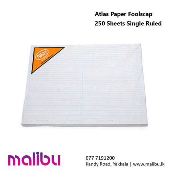 Atlas Paper Foolscap 250 Sheets Single Ruled – Malibu.lk – Stationery Store